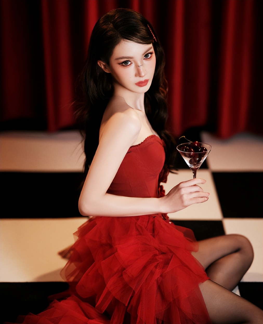 红裙热舞造型_金晨最新妆容_女明星 发型